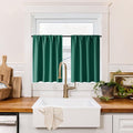 RYB HOME 100% Blackout Basement Curtains 24 inches Long, Heat & UV Blocking Total Room Darkening Noise Reducing Curtains for Bathroom RV Campers, Dark Green, 2 Panels Set