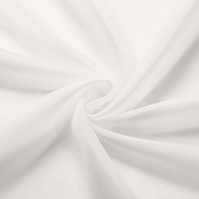 Extra Long Sheer Ivory Curtains for Bedroom Living Room 108 Inches Long 2 Panels Set, Solid Soft Light Filtering Rod Pocket Sheer Window Curtains, Ivory, Each 42" Wx108 L Inch