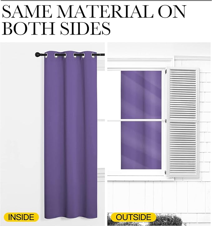 NICETOWN Blackout Window Curtains 70" L, 2 Panels, 34 inch, Lilac Purple, Grommet Top Room Darkening Thermal Insulated Vertical Window Drapes Modern for Flat/Apartment