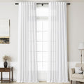 Linen White Curtains 144 inch Extra Long for Living Room Back Tab Light Filtering Semi Sheer Drapes Modern Farmhouse Coastal Decor Cotton Textured Curtain for Floor to Ceiling Window 10 FT