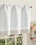 jinchan Curtain Light Filtering Kitchen for Living Room Bedroom Small Windows Valance 18 Inch Double Layer Farmhouse Window Rustic Overlay Rod Pocket 1 Panel White