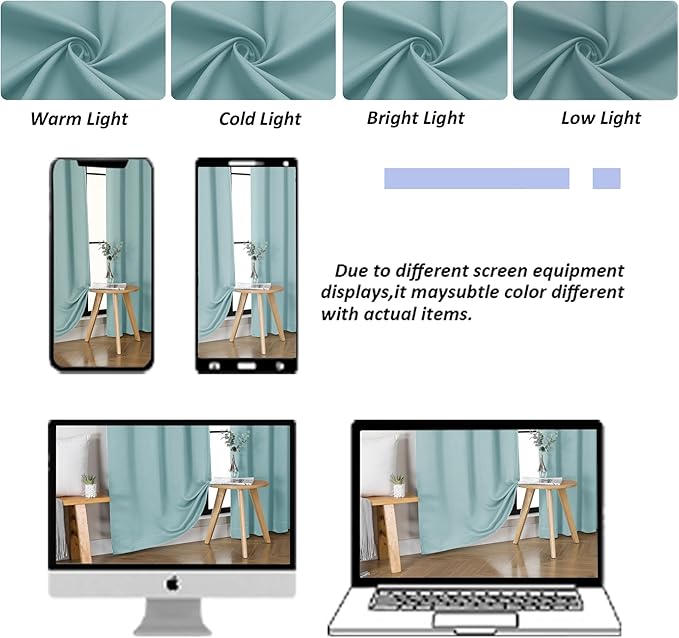 Simplebrand Ava Aqua Short 24 Inches Blackout Curtain 2 Panels Set, Half Window Rod Pocket Privacy Curtain Tiers for Kitchen, Curtains Blackout for Bathroom Shades, W30 x L24 Inch, Aqua
