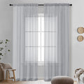 OVZME Light Grey Sheer Curtains 90 Inches Long 2 Panels - Soft Light Filtering Window Sheer Panels for Living Room/Bedroom, Top Dual Rod Pocket, 1 Pair, Each 42Wx90L Inches