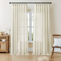 Joydeco Linen Curtains 96 Inch Length 2 Panel Sets, Light Filtering Curtains for Bedroom 52 Inch Wide Living Room Drapes with Back Tabs & Rod Pockets (W52 x L96 Inch, Beige)