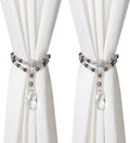 SUQ I OME 1 Pair of Luxury Crystal Beaded Magnetic Curtain Tieback and Holdback Curtain Clips Curtain Buckle Curtain Holder Blingbling Curtain Holdbacks for Drapes,Gray