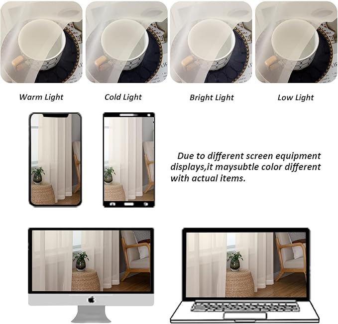 Chyhomenyc Cream Sheer Curtains 90 Inches Long 2 Panels, Light Filtering Cream Curtains for Living Room, Soft Gentle Voile Rod Pocket Bedroom Window Drapes, 59Wx90L Inch, 2PCS