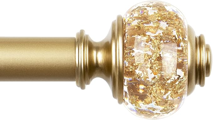 Curtain Rods 32 to 58 Inches (2.6-4.8ft), USFOOK 7/8 Inch Telescoping Splicing Drapery Rods for Windows 20 to 54 Inch, Decorative Curtain Rod for Home Decor with Luxury Gold Translucent Finials