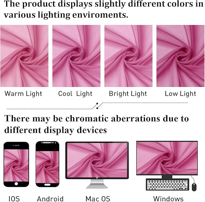 Lecloud Hot Pink Sheer Curtains 63 Inch Length 2 Pcs, Solid Voile Long Light Filtering Curtains for Living Room, Dual Rod Pocket Home Decor Drapes for Bedroom Dining Room, Each Panel 42" W x 63" L