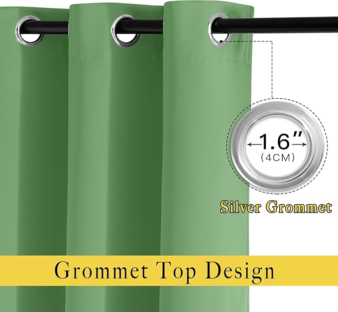 NICETOWN Blackout 78 inch Curtains for Doorway 2 Panels Set, Grommet Thermal Insulated Room Darkening Door Curtains Sound Reducing for Bedroom/Home Office, Forest Green, W52 x L78