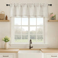 OVZME Natural Valance for Windows, Light Filtering Faux Linen Textured Small Short Valance Kitchen Curtain, Dual Rod Pocket Top Short Window Curtain for Bathroom Basement Farmhouse, 1 Piece, 60Wx14L