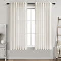 Neutral Semi Sheer Cream Linen Curtains 64 Inch Length 2 Panel Set Soft Airy Farmhouse Back Tab Rod Pocket Curtains for Bedroom Light Filtering Privacy Window Drapes for Living Room 52x64 Inches
