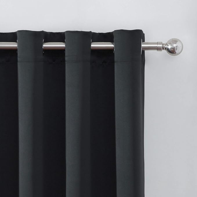 LEMOMO Blackout Curtains 66 x 84 inch/Black Curtains Set of 2 Panels/Thermal Insulated Room Darkening Bedroom Curtains