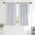 PONY DANCE White Curtains 45 Inches Long - Room Darkening Drapes with Back Tabs & Rod Pocket Design Window Treatments Panels for Decoration, 52 x 45 Inches, Greyish White, 2 PCs