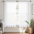MIULEE Short White Sheer Curtains 45 Inches Long, Light Filtering Voile Drapes with Rod Pocket for Bathroom Windows, Small Window Treatments, 2 Panels Set