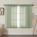Gwine Sage Green Sheer Curtains for Living Room 45 inches Long, Short Voile Light Filtering Window Treatments Sheer Curtains for Bedroom, Half Window Drapes with Rod Pocket, Each 42" Wx45 L
