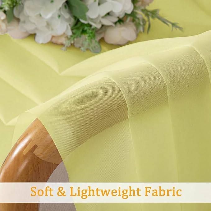 Gwine Sheer Curtains for Living Room 45 inch Length - Light Filtering Voile Window Curtain Panels for Bedroom, Soft Rod Pocket Sheer Curtain Drapes, Each 42Wx45L, 2 Panels, Lemon