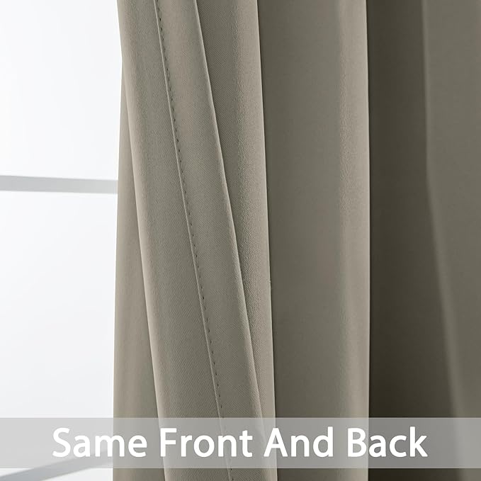 Yakamok Premium Room Darkening Thermal Insulated Curtains for Bedroom/Living Room - Classic Grommet Top (2 Panels, Taupe, 62 Inch by 84 Inch)