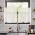 youleyar Solid Sheer Rod Pocket Curtain Voile Draperies 2 Panels White Beige Black Ivory Coffee 26 Inch Width 24 Inch Long 1 Pair for Kitchen Bedroom Children Living Room Yard(Ivory,26Wｘ24L)