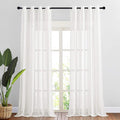 NICETOWN Thick Linen Sheer Ivory Curtains for Privacy Protection, Grommet Rustic Flax Semi Sheer Window Drapes with Light Penetration for Farmhouse/Living Room, W52 x L90, Set of 2