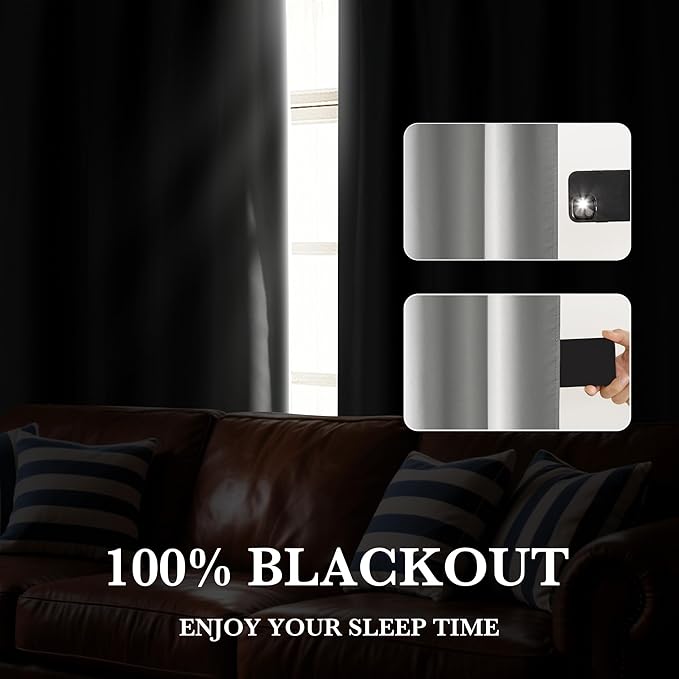 RYB HOME 100% Blackout Short Curtains for Small Window, Thermal Insulated Total Room Darkening Noise Reducing Curtains for Kitchen Bathroom Basement, 52 inches Wide by 36 inches Long, Silver Grey