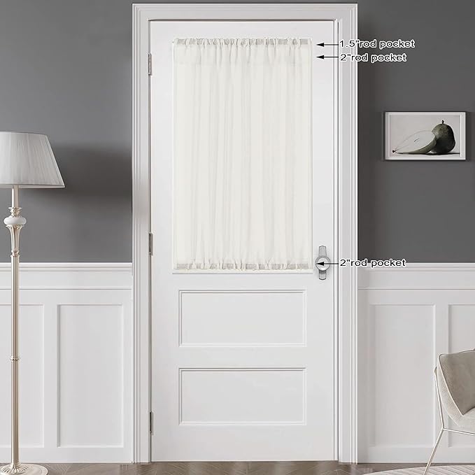 Chyhomenyc Ivory Sheer Curtains Tier 36 inch Length 2 Panels, Light Filtering Airy Rod Pocket Short Curtains Window Treatment for Small Windows/Bathroom/Cafe/Living Room/Farmhouse, 42x36 Inch