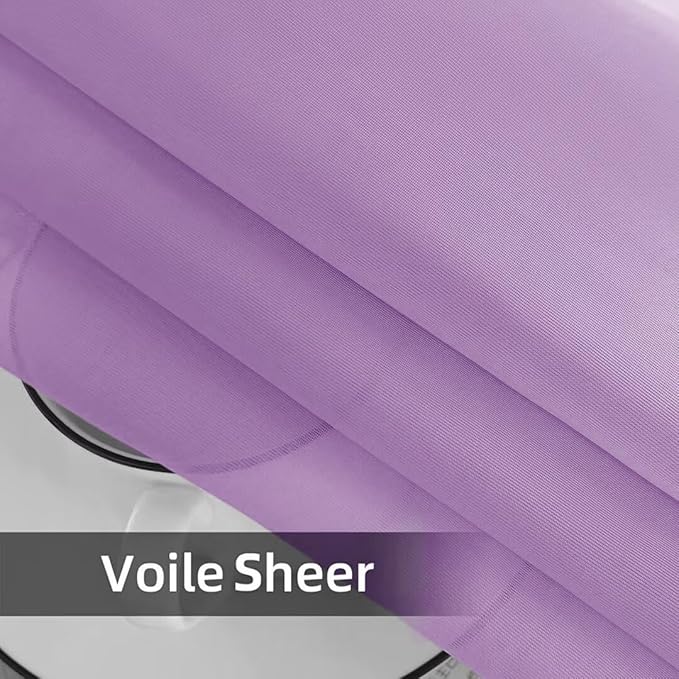 youleyar Solid Sheer Rod Pocket Curtain Voile Draperies 2 Panels White Beige Black Grey Coffee 52 Inch Width 84 Inch Long 1 Pair for Kitchen Bedroom Children Living Room Yard (Lavender,52Wｘ84L)