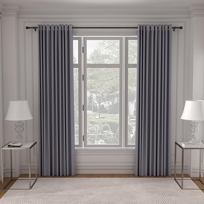 SMODBRODRE Curtain Rods for window 32 to 62,2 Pack Black 5/8 inch Splicing, Single Window Curtain Rod Set with Brackets, Decorative Blackout Metal Curtain Rods