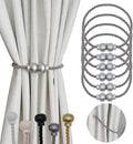 6 Pack Magnetic Curtain Tiebacks Modern Handmade Rope Curtain Tie Backs Decorative Drapes Weave Holdbacks for Home Outdoor Bedroom Office Decorative Curtain, Grey