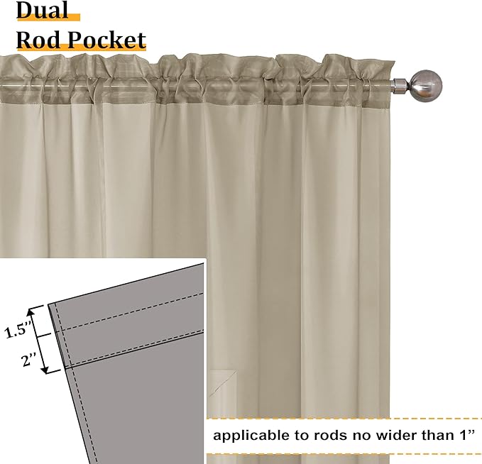 Aiyufeng Taupe Sheer Curtains 96 Inches Long 2 Panels Set, Semi Transparent Voile Rod Pocket Sheer Window Drapes for Bedroom Bed Canopy Living Room Dining Wedding Party Backdrop, 42W x 96L inch