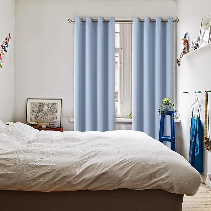 BGment Blackout Curtains for Living Room - Grommet Thermal Insulated Room Darkening Curtains for Bedroom, 2 Panels of 52 x 84 Inch, Spa Blue