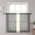 Cafe Curtains 36 Inch Length Tier 2 Pieces, Modern Soft Airy Sheer Kitchen Short Curtains for Small Window, Rod Pocket Small Curtain for Bathroom Basement, Grey, Each, 42" Wx36 L Inches