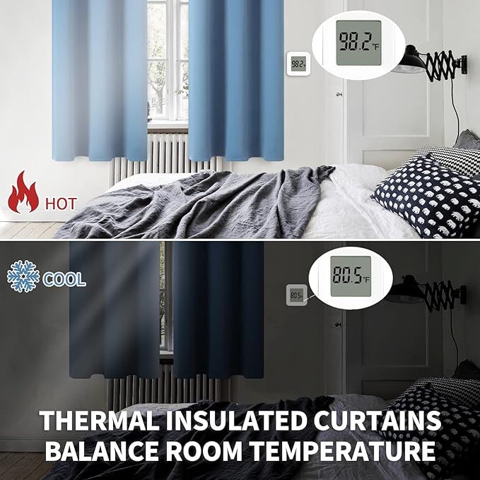 BGment Blackout Curtains for Bedroom - Grommet Thermal Insulated Room Darkening Curtains for Living Room, Set of 2 Panels (38 x 54 Inch, Faded Denim)