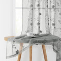 HOMEIDEAS Grey Sheer Curtains 63 Inches Long 2 Panels Embroidered Floral Pattern Semi Sheer Window Curtains for Bedroom Living Room