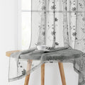 HOMEIDEAS Grey Sheer Curtains 96 Inches Long 2 Panels Embroidered Floral Pattern Semi Sheer Window Curtains for Bedroom Living Room