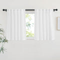 NICETOWN White Semi Sheer Kitchen Curtains 30 inch Length, Rod Pocket & Back Tab Faux Linen Blend Privacy with Light Filtering Window Drapes for Cafe, W34 x L30, 2 Panels