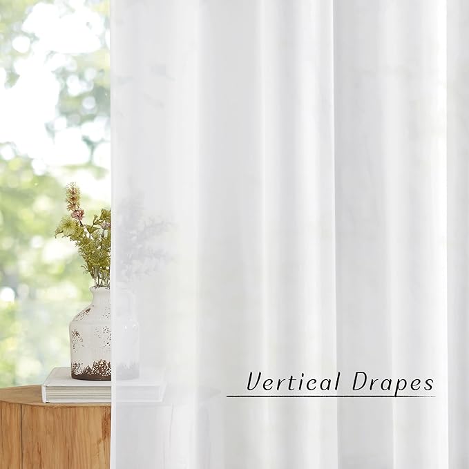NICETOWN White Sheer Curtains 80 inches Long for Doorway, Grommet Voile Sheer with Light Filtering Window Treatments Elegant Door Curtains for Nursery/Bedroom, W42 x L80, 2 Panels