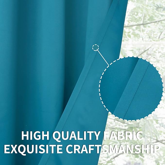 BGment Blackout Curtains - Grommet Thermal Insulated Room Darkening Bedroom and Living Room Curtains, Set of 2 Panels (38 x 45 Inch, Peacock Blue)