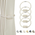 BEL AVENIR Magnetic Curtain Tiebacks, Decorative Drapery Holdbacks Modern Woven Tie-Backs with Exquisite Knot (Beige, 4 Pack)