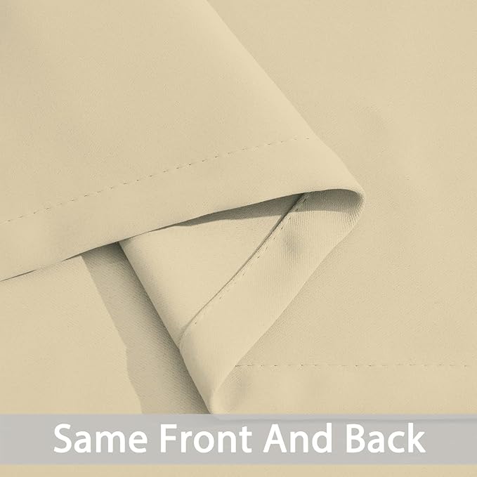 Yakamok Blackout Curtains Room Darkening Thermal Insulated Window Panels,Solid Grommet Top Drapes for Bedroom/Living Room(52Wx90L, Beige, 2 Panels)
