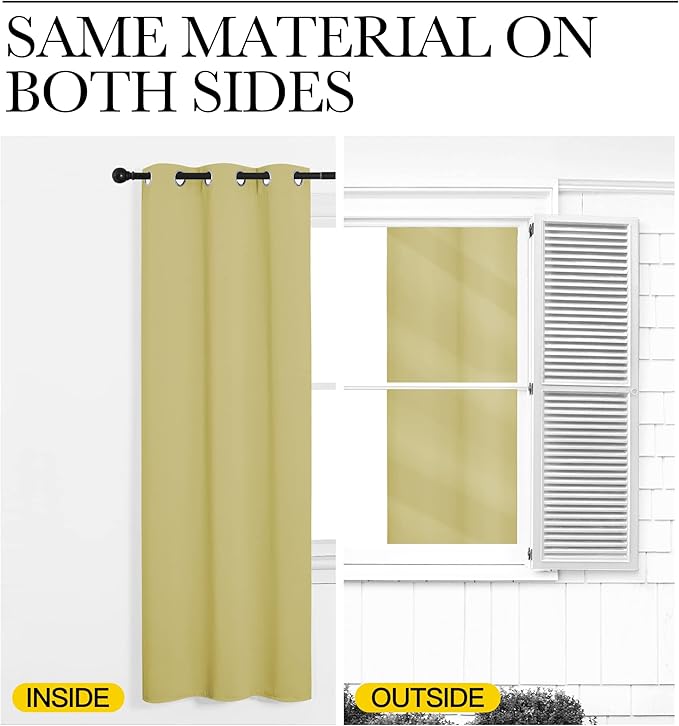 NICETOWN Kitchen Blackout Short Curtain Panels for Bedroom, Paler Yellow, 2 Panels, W42 x L45 -Inch, Thermal Insulated Grommet Top Blackout Draperies and Drapes