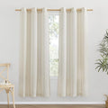 NICETOWN Natural Thick Linen Curtains 72 inch Length, Grommet Privacy Window Treatments Linen Weave with Light Filtering Vertical Drapes for Farmhouse/Home Office, W34 x L72, 2 Panels