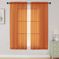 Sheer Orange Curtains for Bedroom Living Room 63 Inch Length 2 Panels, Airy Soft Light Filtering Sheer Dining Room Curtains, Modern Rod Pocket Drapes, Orange, Each 42" Wx63 L Inches