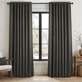 Topfinel 100% Blackout Linen Textured Curtains 84 inches Long Charcoal Gray Thermal Insulating Privacy Energy Saving for Bedroom Living Room Window Office Theater Baby Nursery Back Tab 2 Panels