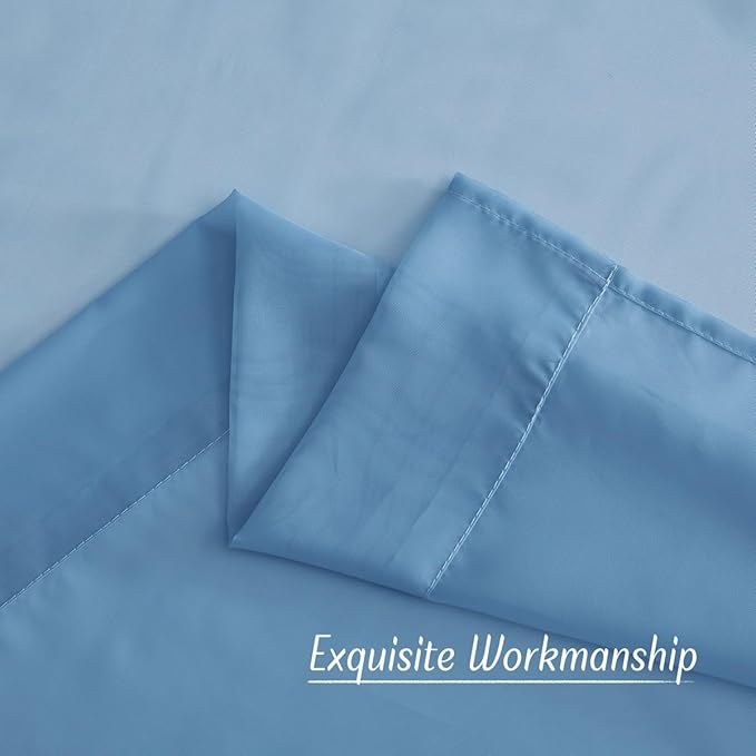 NICETOWN Stone Blue Sheer Curtains 90 Inches Long, Grommet Airy & Lightweight Window Treatments Translucent Elegant Drapes for Living Room/Bedroom, W54 x L90, 2 Panels