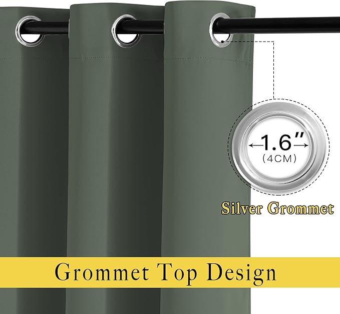 NICETOWN Room Darkening Curtains for Room Divider, Grommet Thermal Curtains Light & Sound Reducing Window Treatments for Sliding Glass Door, W66 x L110, Dark Mallard, 2 Panels