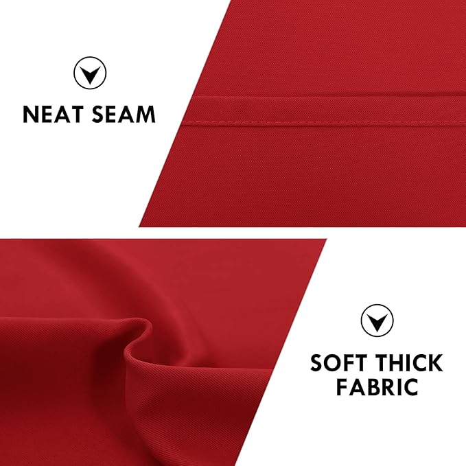 DWCN Christmas Blackout Curtains Room Darkening Thermal Insulated Bedroom Curtains Window Curtain Panels, 52 x 54 inches Long, Set of 2 Red Rod Pocket Drapes