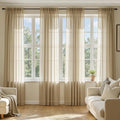 MIULEE Beige Sheer Curtains 63 Inches Long, 4 Panels Set, Rod Pocket Voile Drapes Light Filtering and Semi Transparent, Elegant Window Treatments for Bedroom Living Room,42 x 63 Inches