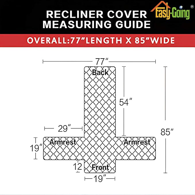 Easy-Going Recliner Sofa Slipcover Reversible Sofa Cover Water Resistant Couch Cover Furniture Protector with Elastic Straps for Pets Kids Children Dog Cat (Recliner, Gray/Ivory)