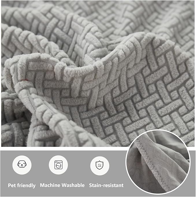 Couch Cushion Covers for Sofa Couch Covers Wear-Resistant Universal Sofa Cover Washable Stretch for Sectional Slipcovers (Texture-Brown,Large Single Seat Cover)