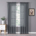 Tollpiz Sheer Curtain Linen Textured Living Room Curtains Sheer Light Filtering Rod Pocket Voile Curtain for Bedroom, 54 x 72 inches Long, Dark Grey, Set of 2 Panels